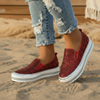 Sequined Platform Slip On Flats