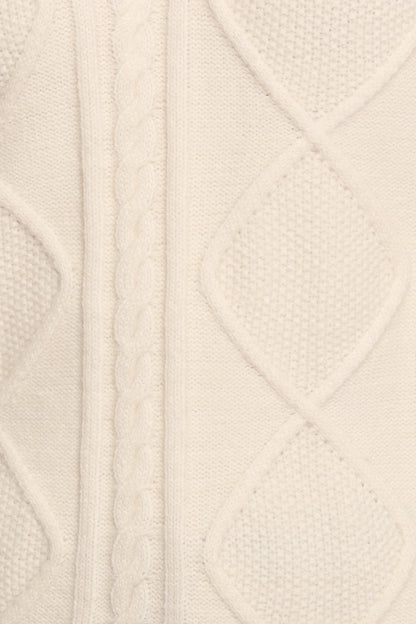Robbie Collar Neck Cable Knit Sweater Cream