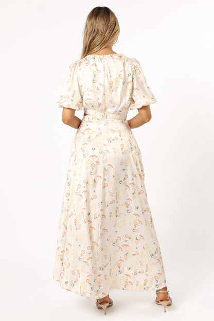 Aminah Puff Sleeve Dress Yellow Floral