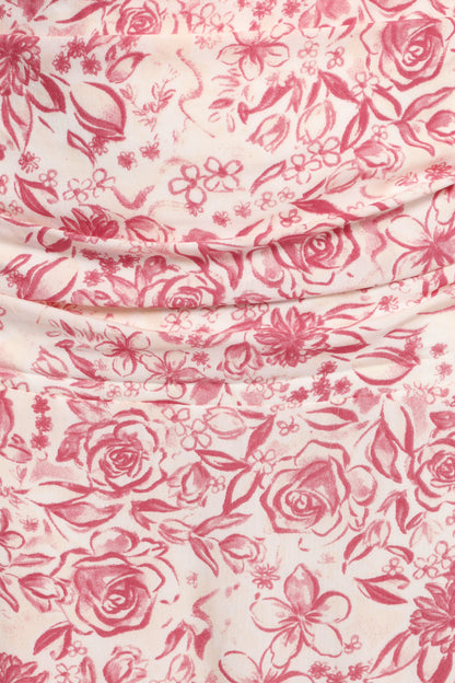 Velda Ruched Maxi Skirt Pink Floral