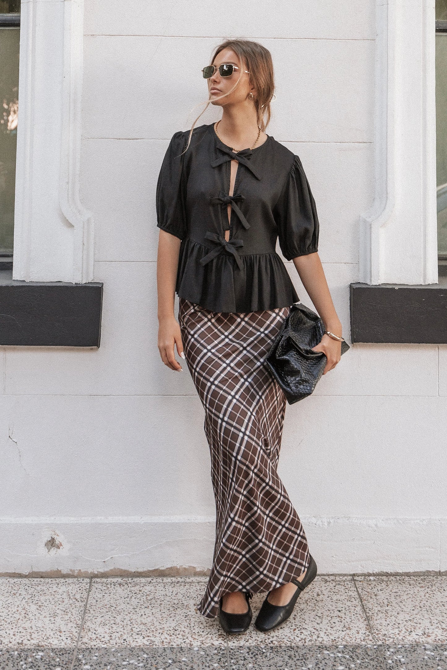 Sandra Midi Skirt Brown Check