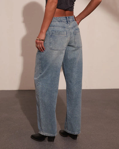 Emrie Rigid Mid Rise Barrel Leg Jeans