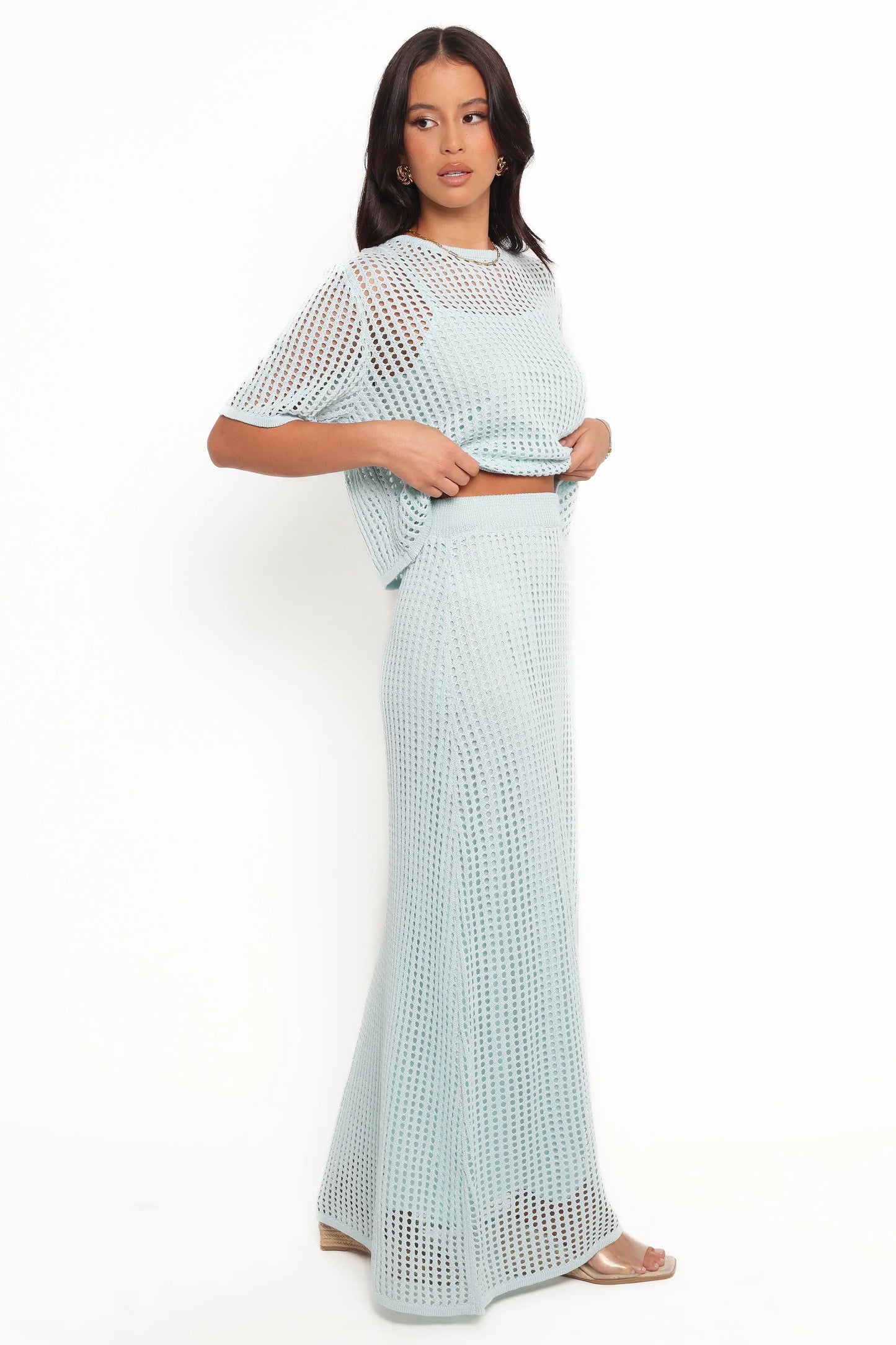 Kinnie Knit Skirt Set Light Blue