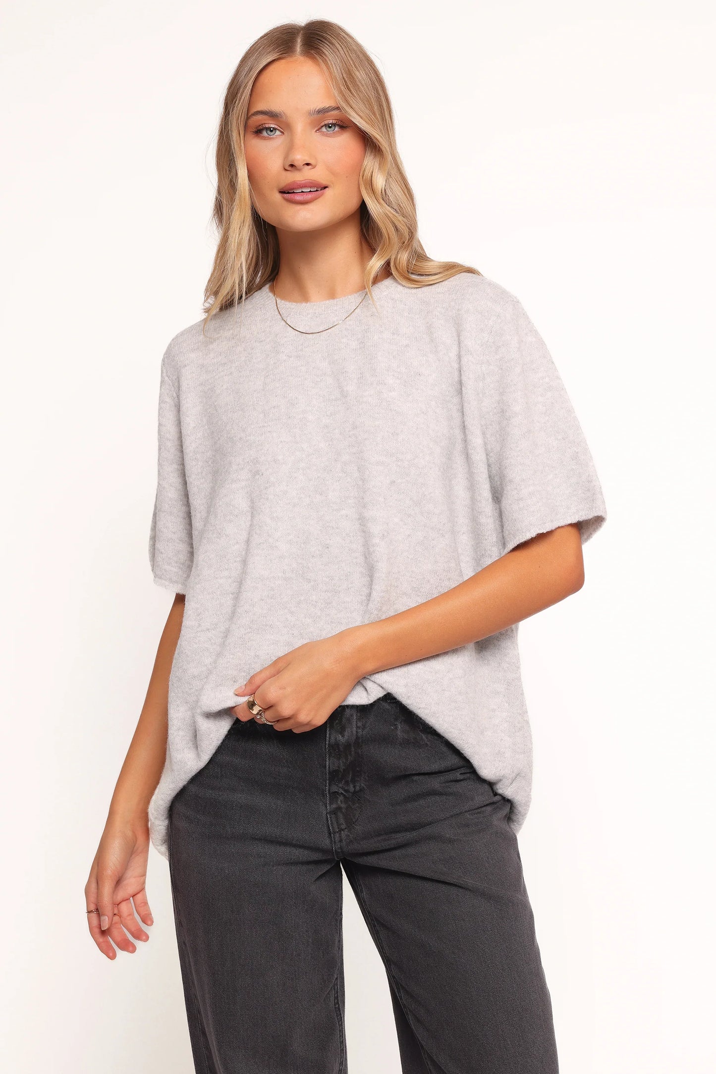 Morris Short Sleeve Oversized Sweater Tee Grey