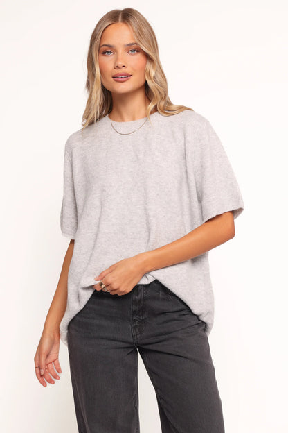 Morris Short Sleeve Oversized Sweater Tee Grey