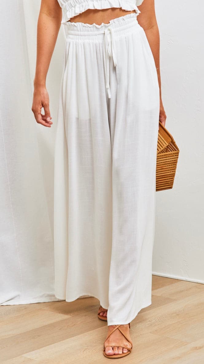 Avery Wide Leg Pants White