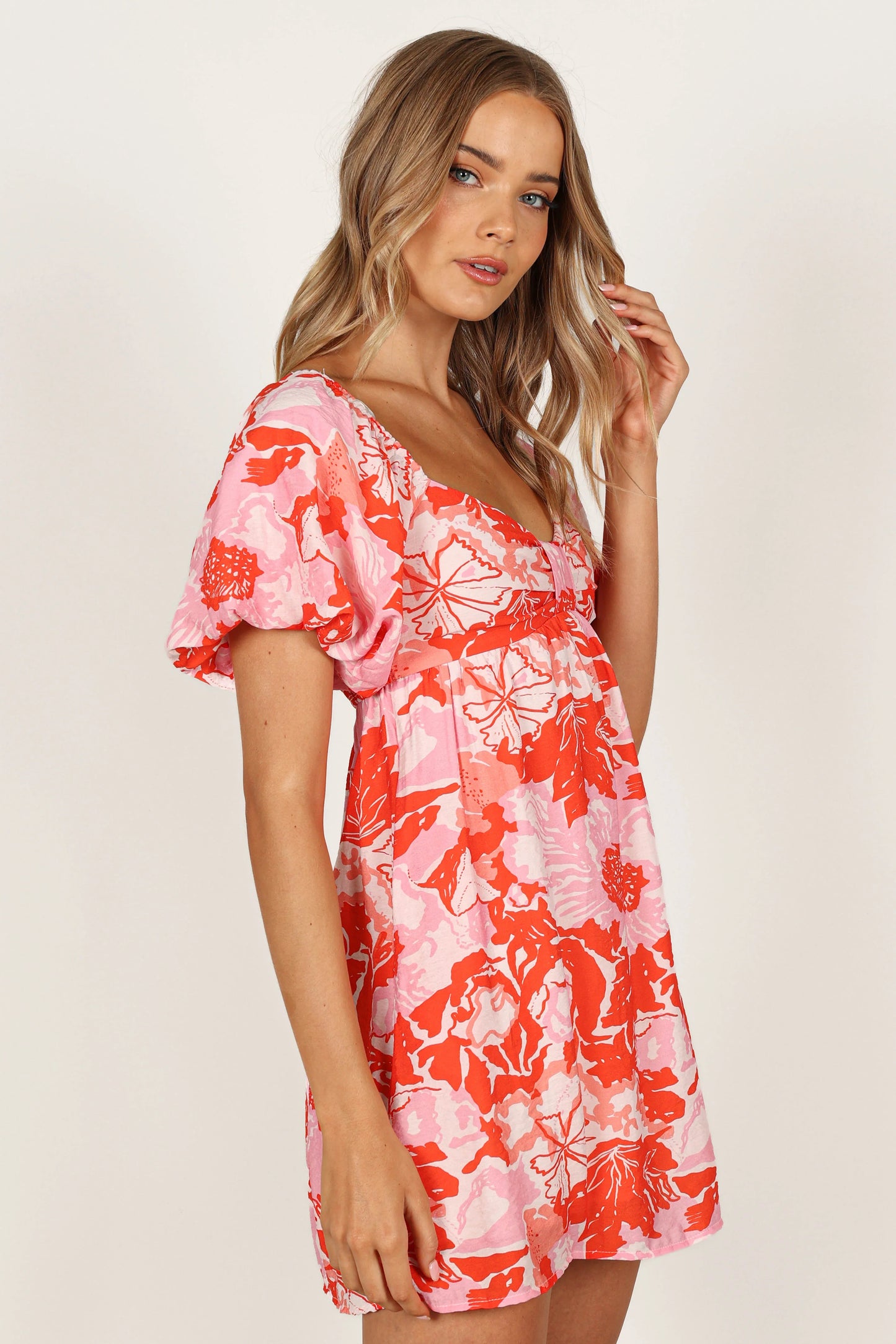 Maggie Mini Dress Pink Red Floral