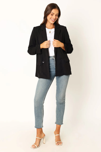 Ailani Button Front Blazer Black