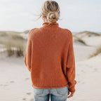 Boho Mock Neck Loose Knit Pullover Sweater