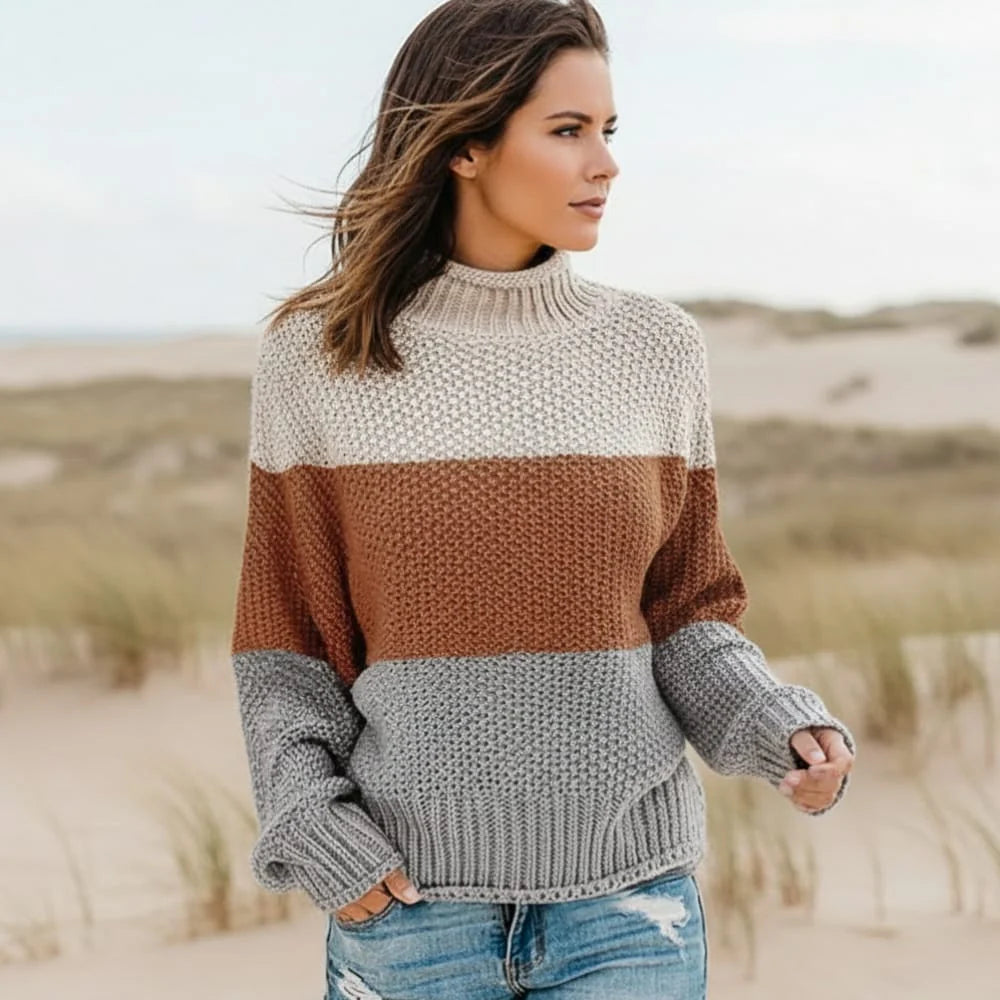 Oversized Striped Boho Knit Sweater