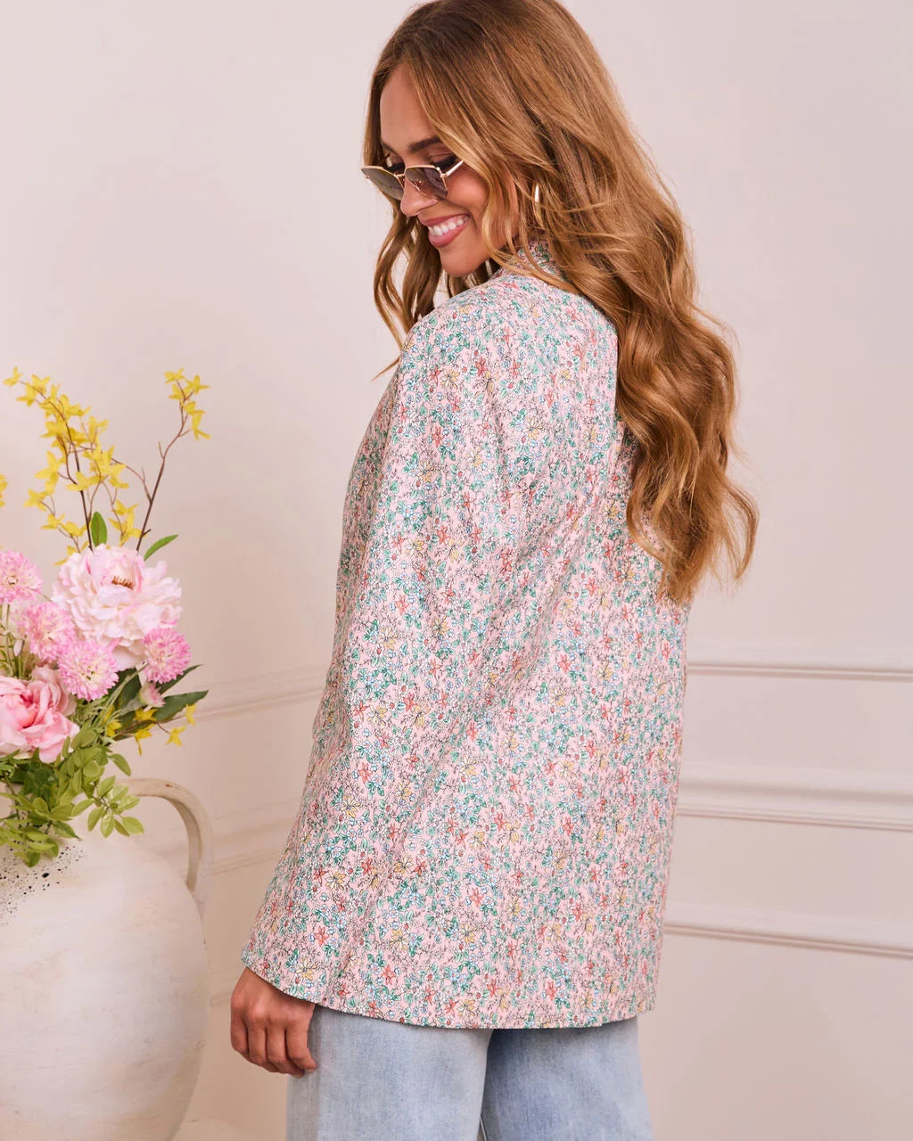 Dewy Meadow Floral Print Blazer
