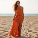 Boho Beach Cover Up Maxi Dress with Side Slit