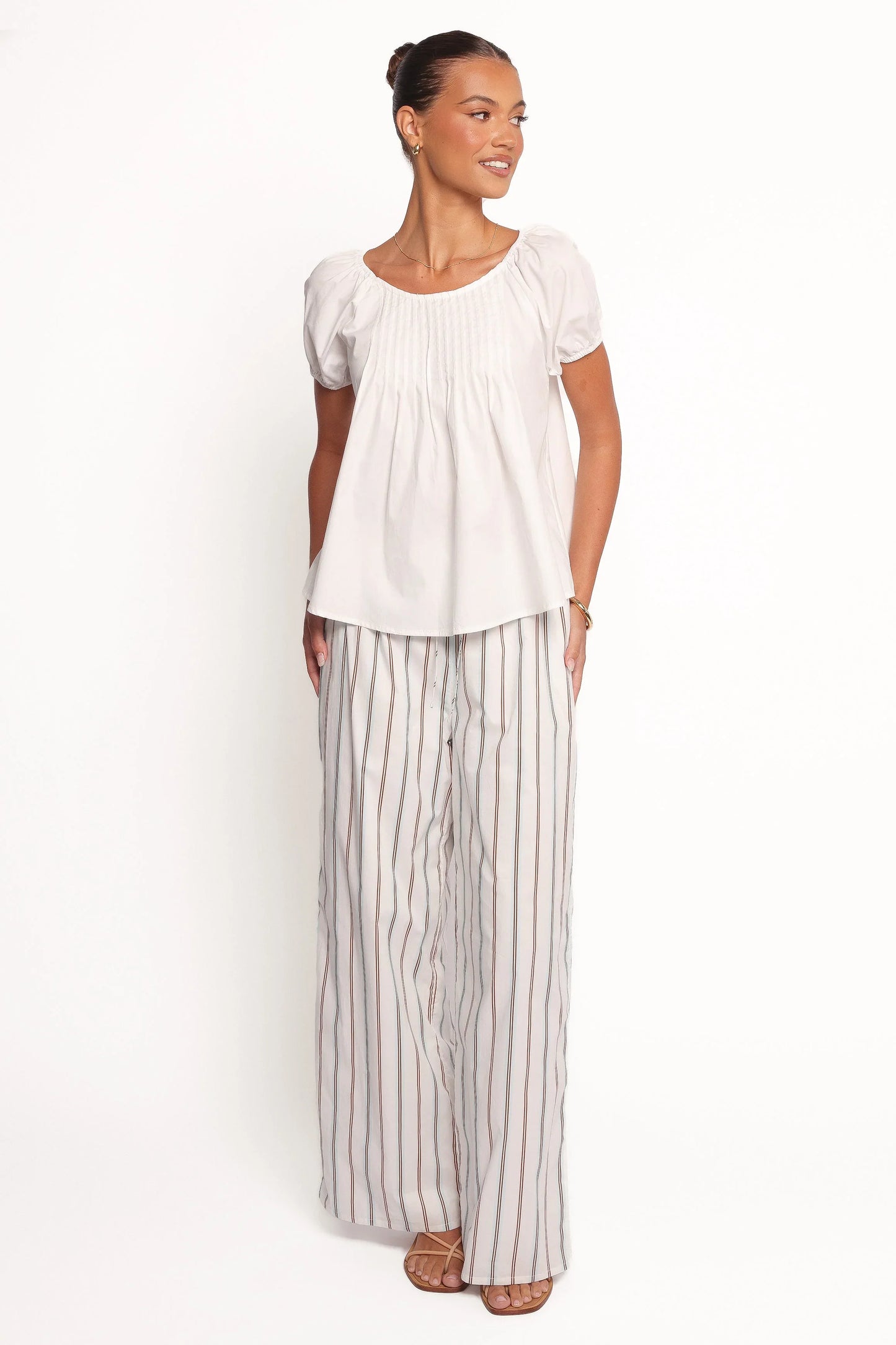 Ember Cotton Pants Blue Brown Stripe