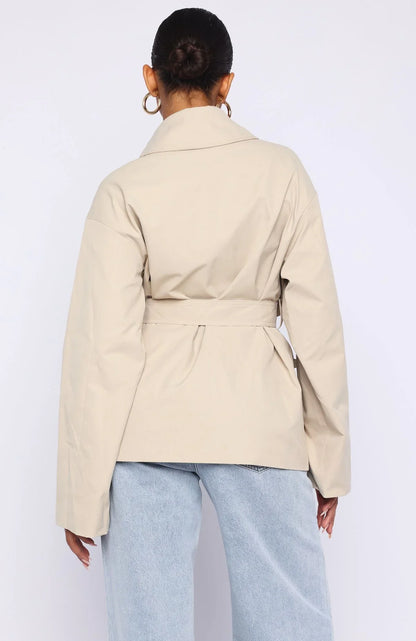 Could Touch Cropped Trench Jacket Sand