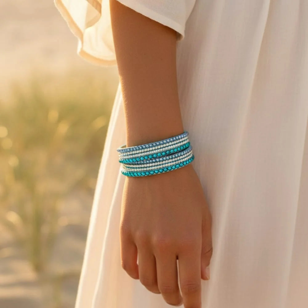 Leather Rhinestone Bracelet
