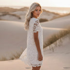 White Lace Boho Mini Dress