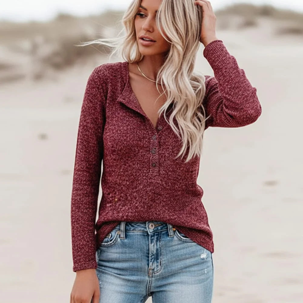 Boho Chic Long Sleeve Henley Top