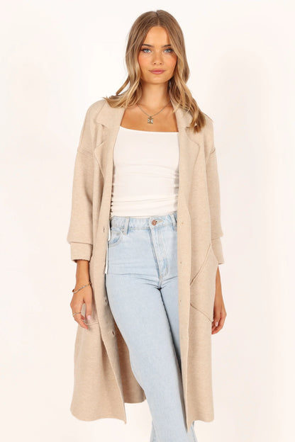 Ivy Button Front Coatigan Oatmeal