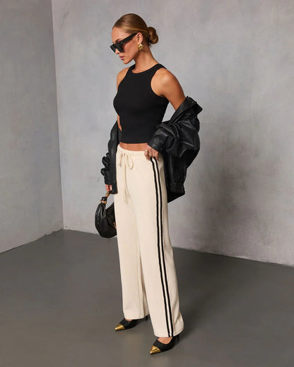 Quiet Day Striped Straight Leg Sweatpants