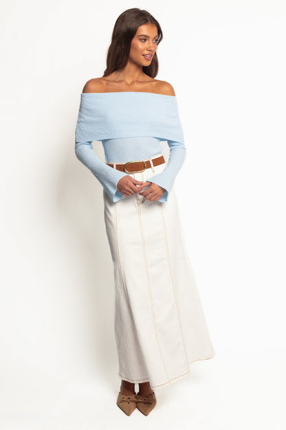 Rory Off Shoulder Top Pale Blue
