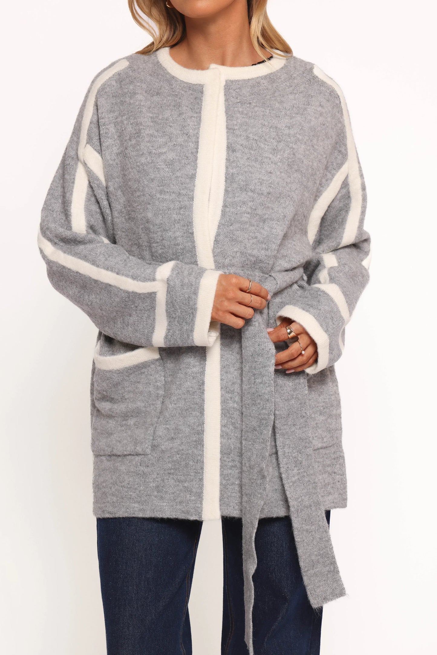 Maloney Tie Front Coatigan Grey