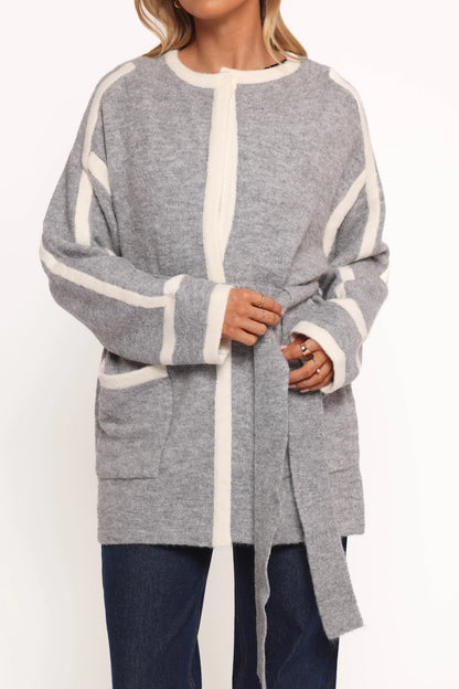 Maloney Tie Front Coatigan Grey