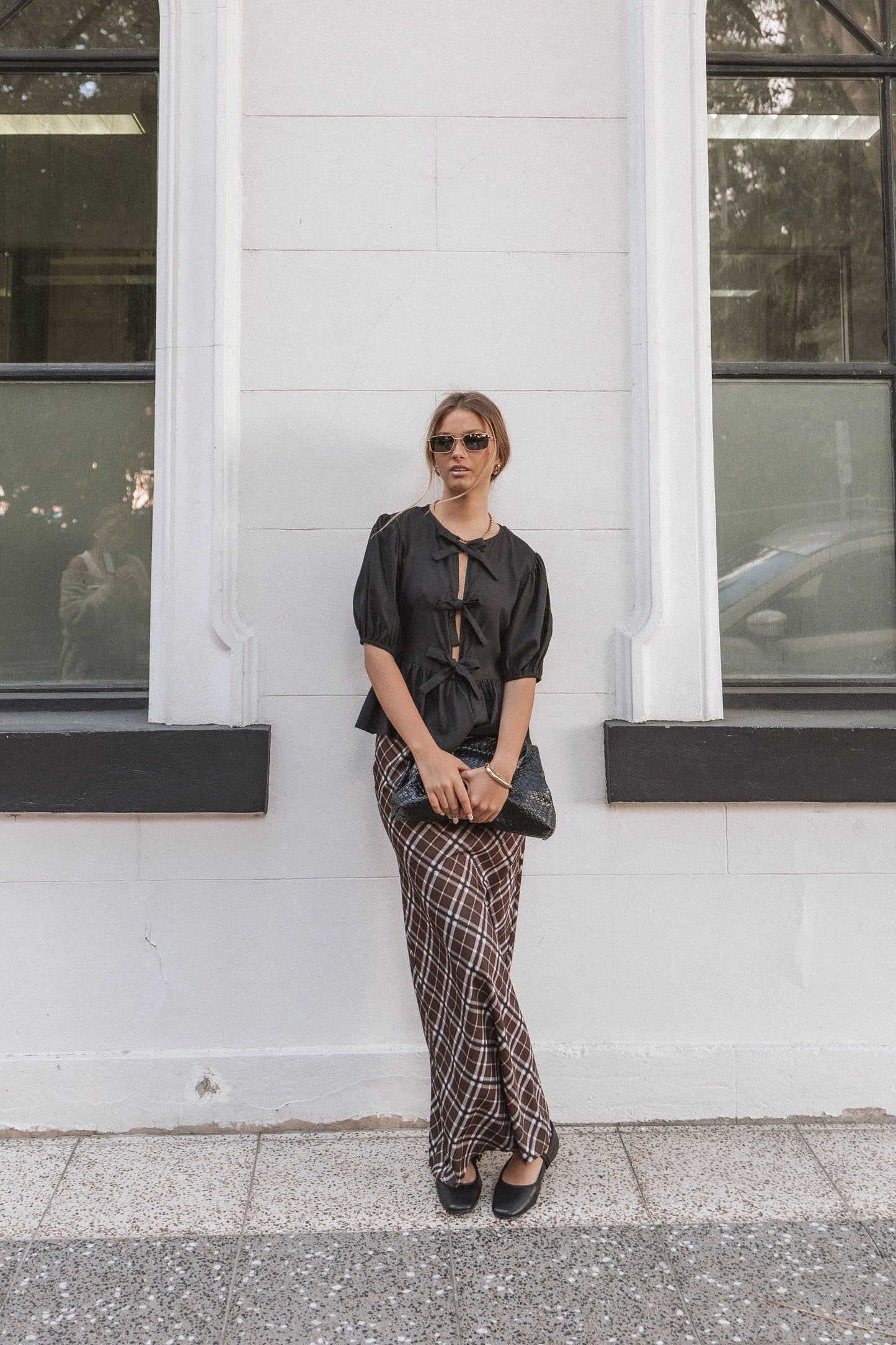 Sandra Midi Skirt Brown Check