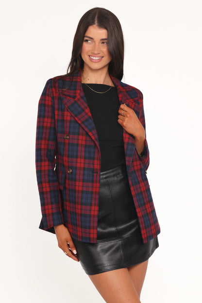 Juliette Blazer Red Plaid