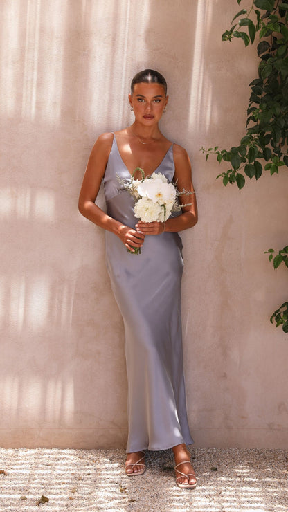 Ziah Maxi Dress Steel Blue