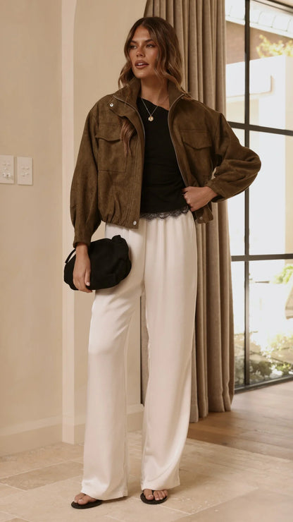Josh Funnel Neck Jacket Khaki