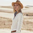 Boho White Lace Floral Embroidered Blouse