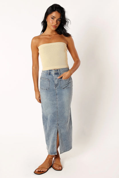 Zia Strapless Knit Top Lemon