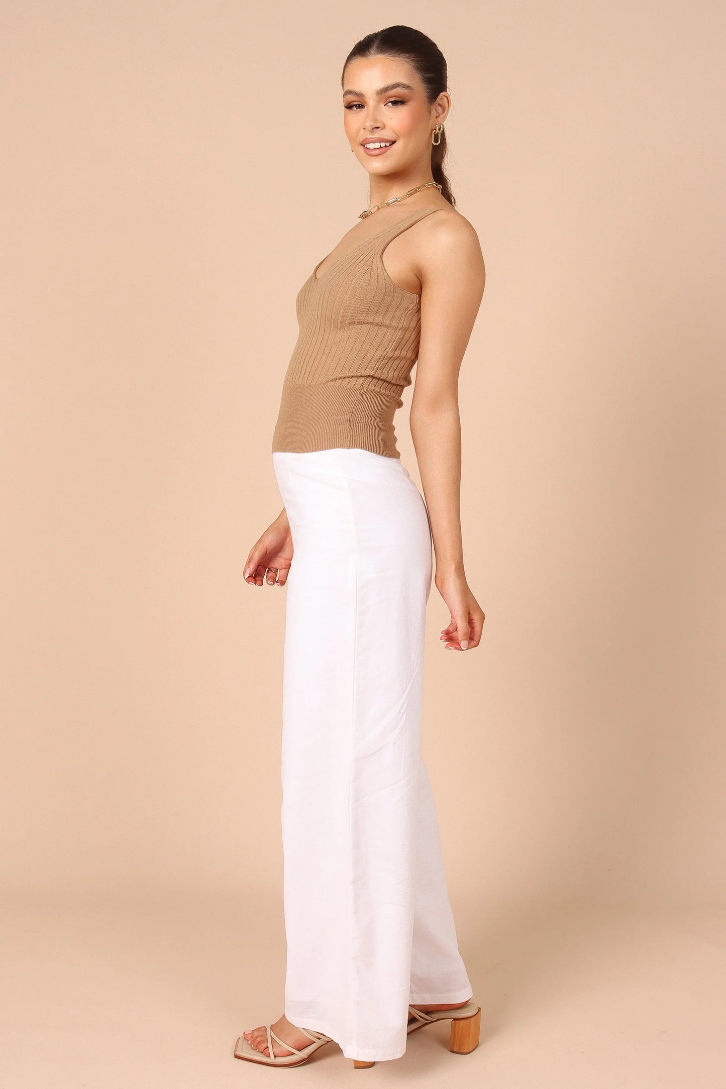 Gemma V Neck Tank Top Camel