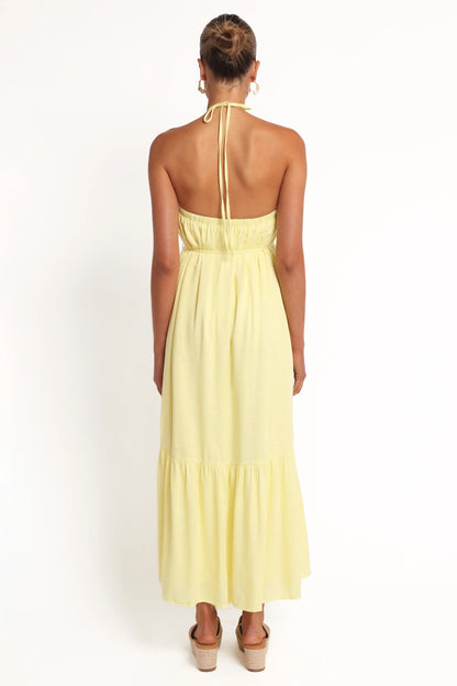 View Halterneck Maxi Dress Lemon