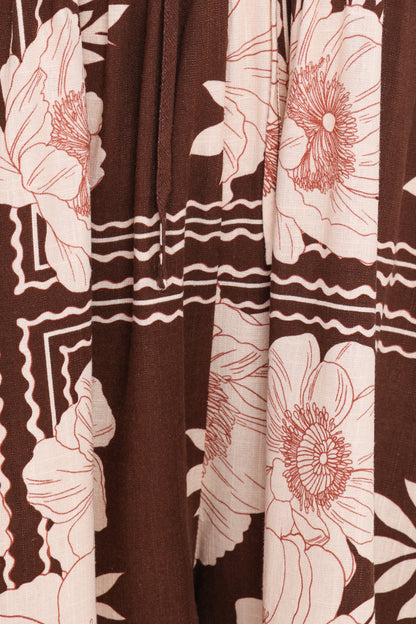 Henley Romper Brown Floral