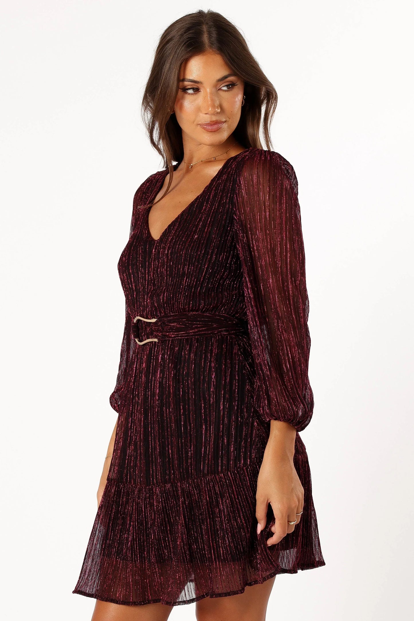 Glimmer Long Sleeve Mini Dress Pink