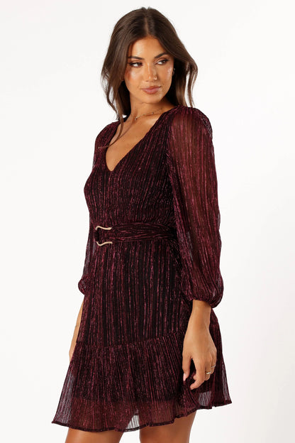 Glimmer Long Sleeve Mini Dress Pink