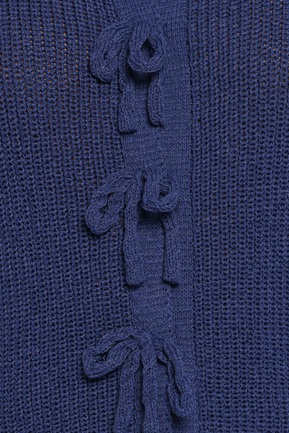 Gemma Short Sleeve Bow Cardigan Navy