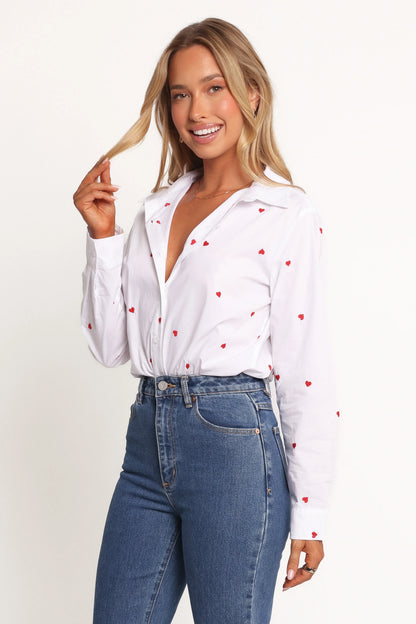 Cyra Heart Top White Red