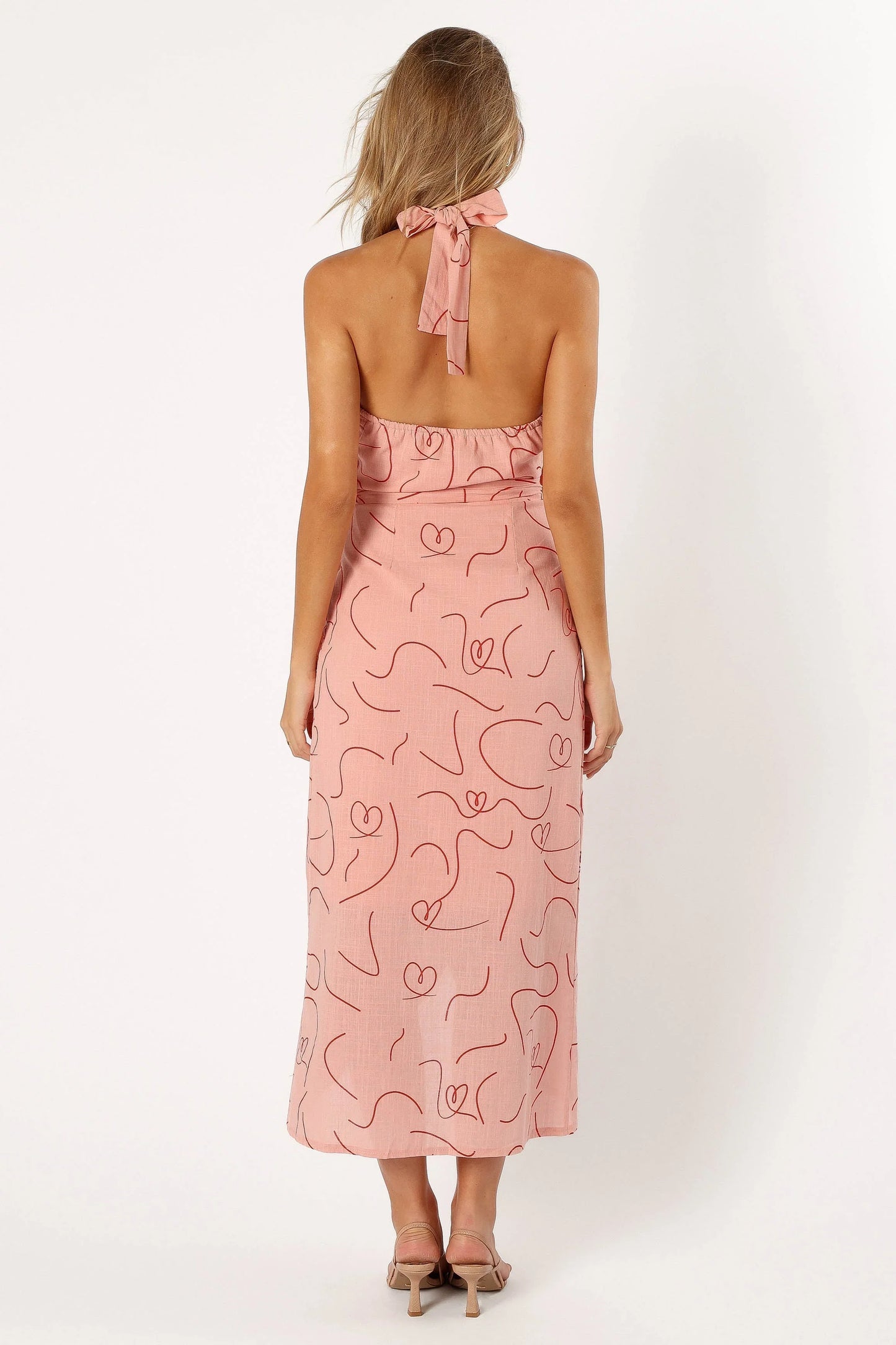 Abigail Wrap Midi Dress Pink Swirl
