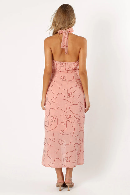 Abigail Wrap Midi Dress Pink Swirl