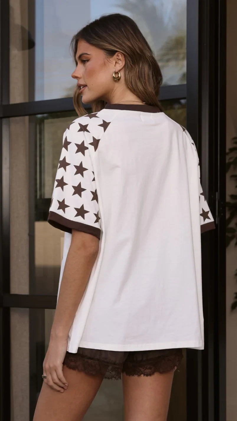 Ride Or Die Oversized T Shirt White Brown