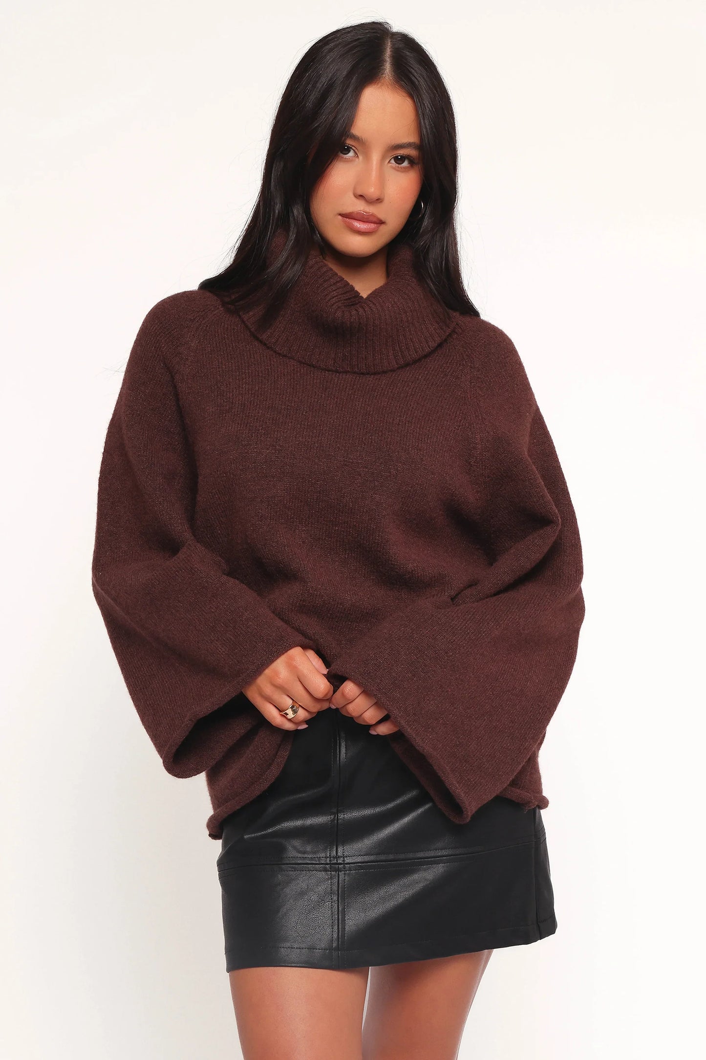 Bindy Cowlneck Knit Sweater Brown