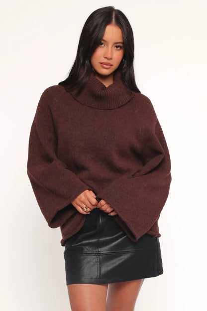 Bindy Cowlneck Knit Sweater Brown