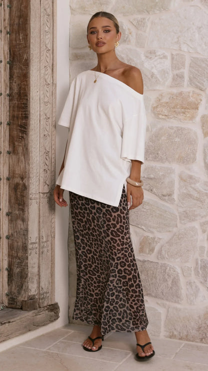 Onella Semi Sheer Maxi Skirt Leopard Print