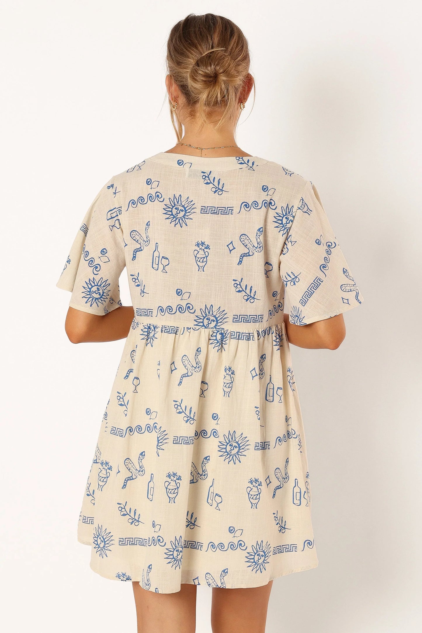 Elias Mini Dress Beige Blue