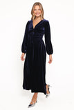 Cece Velvet Long Sleeve Maxi Dress Midnight Blue