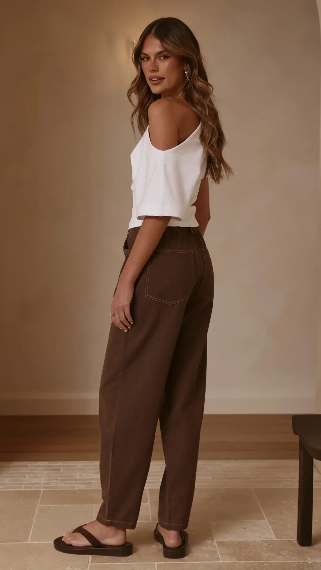 Cleora Barrel Jeans Chocolate