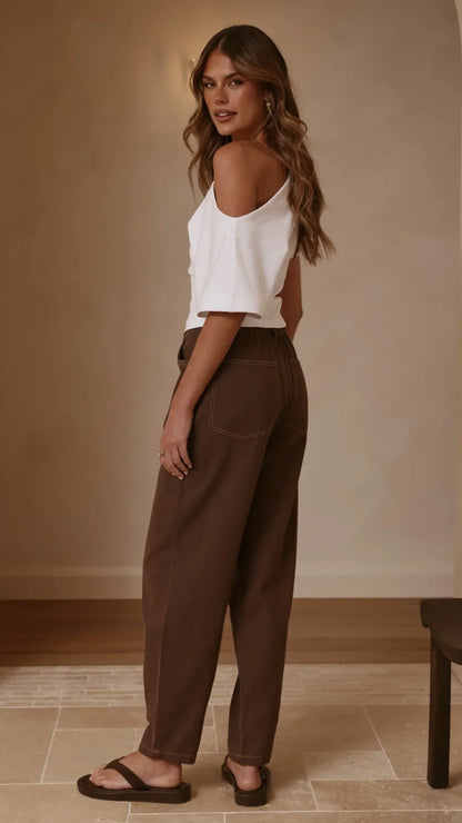 Cleora Barrel Jeans Chocolate