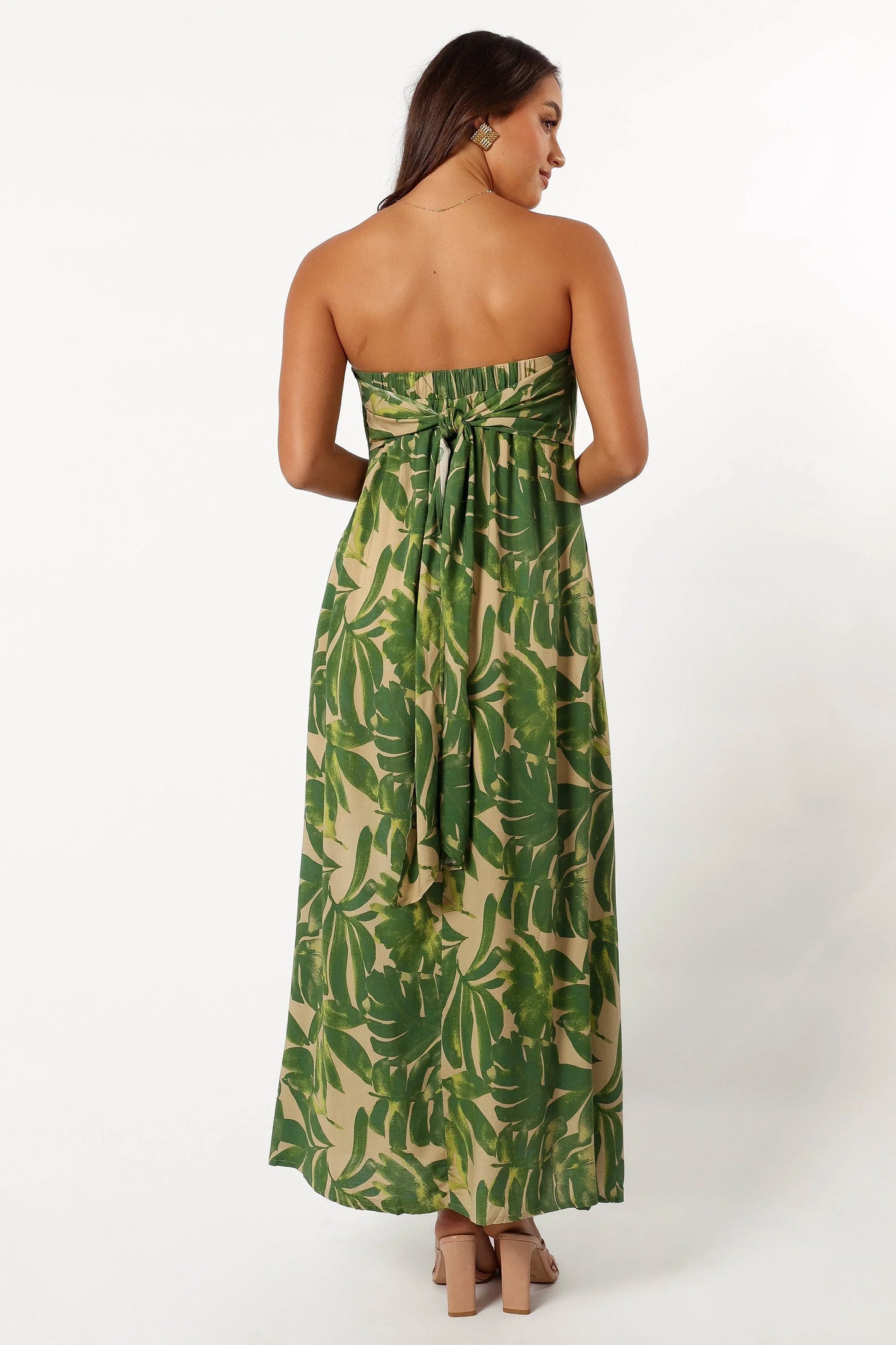 Penny Strapless Midi Dress Ibiza Palm